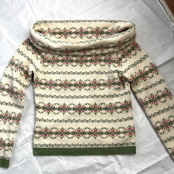 Moda International Holiday off the shoulder/cowl snowflake bling sweater szM - Picture 1 of 5